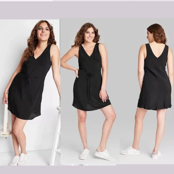 NEW‎ $25 Wild Fable [ Medium ] Woven Mini Slip Dress in Black #5335 - Picture 1 of 12